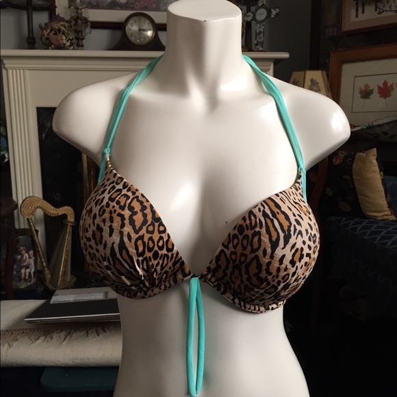 PINK Victoria's Secret Other - Pink by VS - Cheetah Print Bikini Top Size 34DD